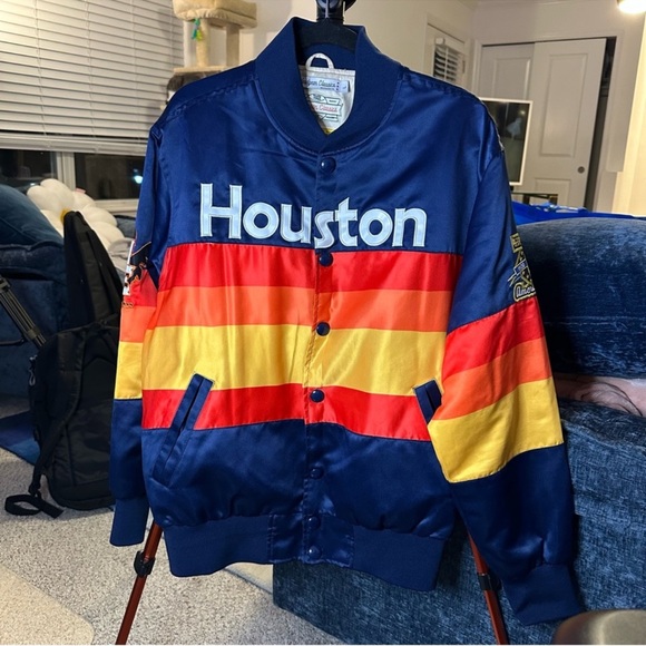 Headgear Houston Authentic Negro League Varsity Jacket in Blue/Striped